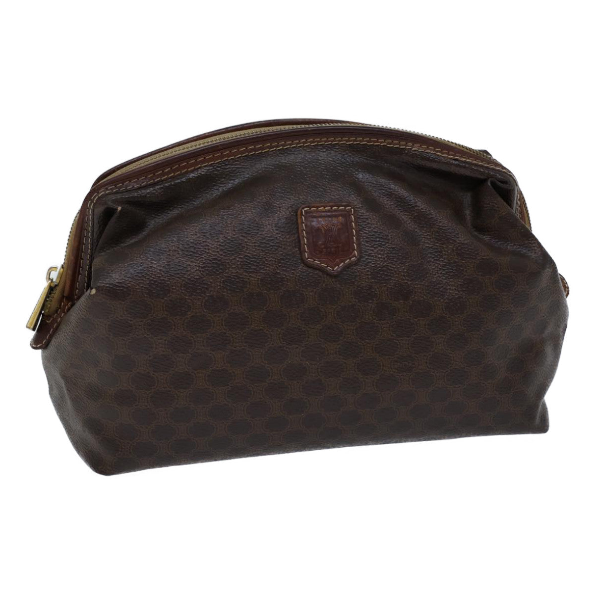 Luxury CELINE Macadam Canvas Pouch PVC Brown  13796