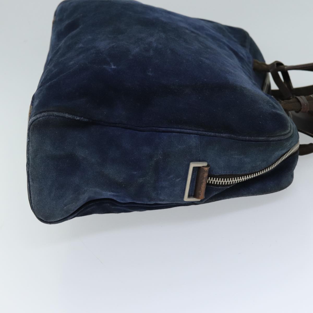 PRADA Hand Bag Suede Navy Auth bs13802