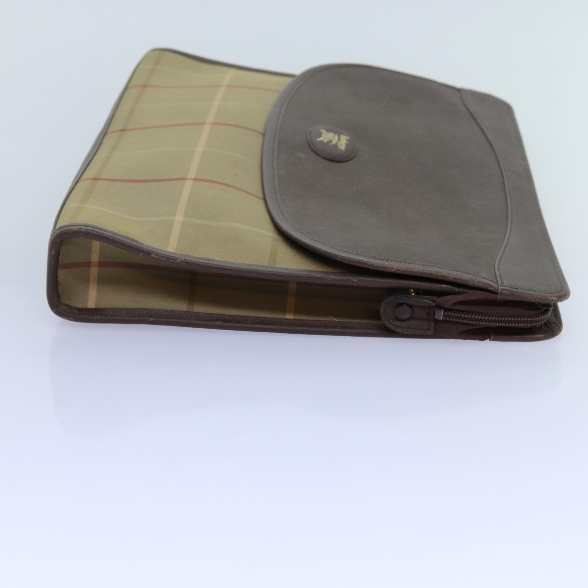 Luxury BurberrySs Nova Check Clutch Bag Canvas Brown Auth bs13823