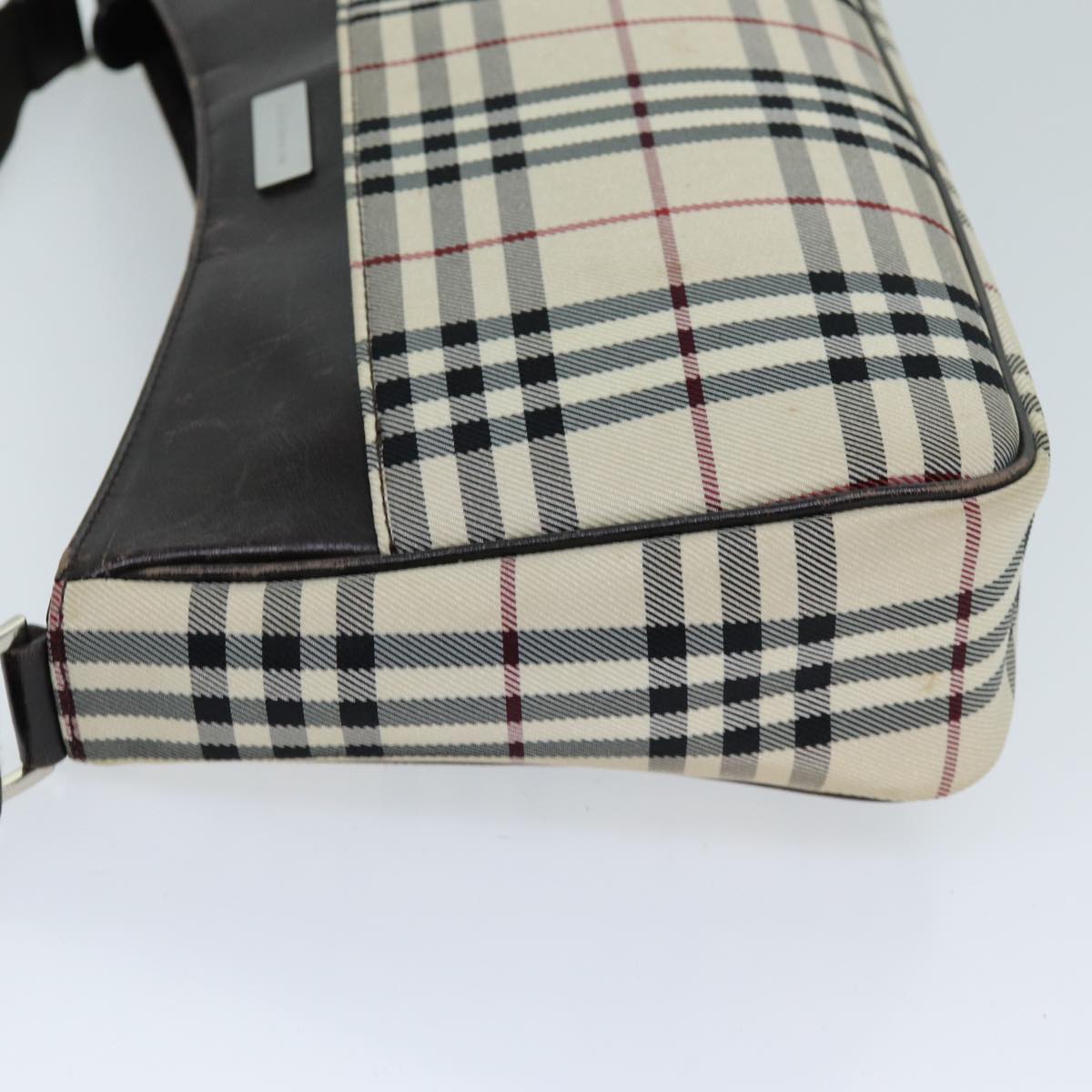 Luxury Burberry Nova Check Shoulder Bag Canvas Beige Auth bs13859