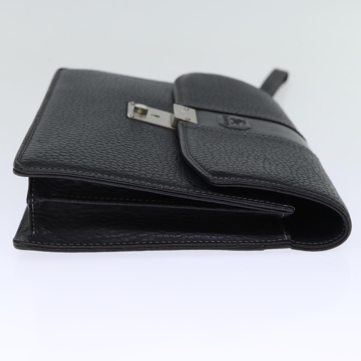 Luxury BurberrySs Clutch Bag Leather Black Auth bs13915