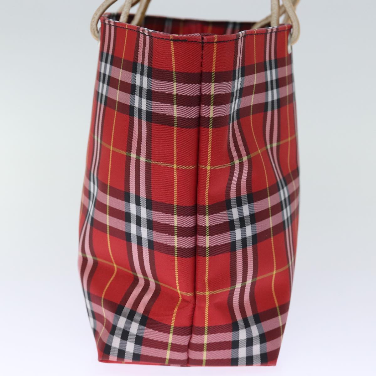 Luxury Burberry Nova Check Hand Bag Nylon Red Auth bs14025