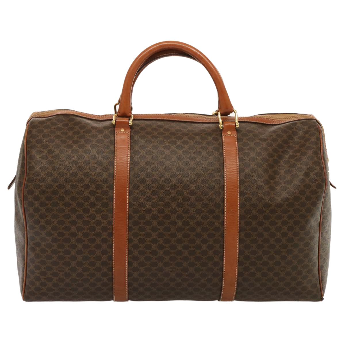 Luxury CELINE Macadam Canvas Boston Bag PVC Brown  14073