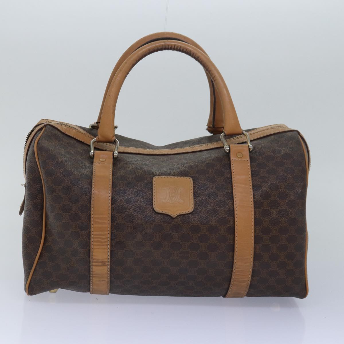 Luxury CELINE Macadam Canvas Pouch Hand Bag PVC Leather 3Set Beige Brown  14082