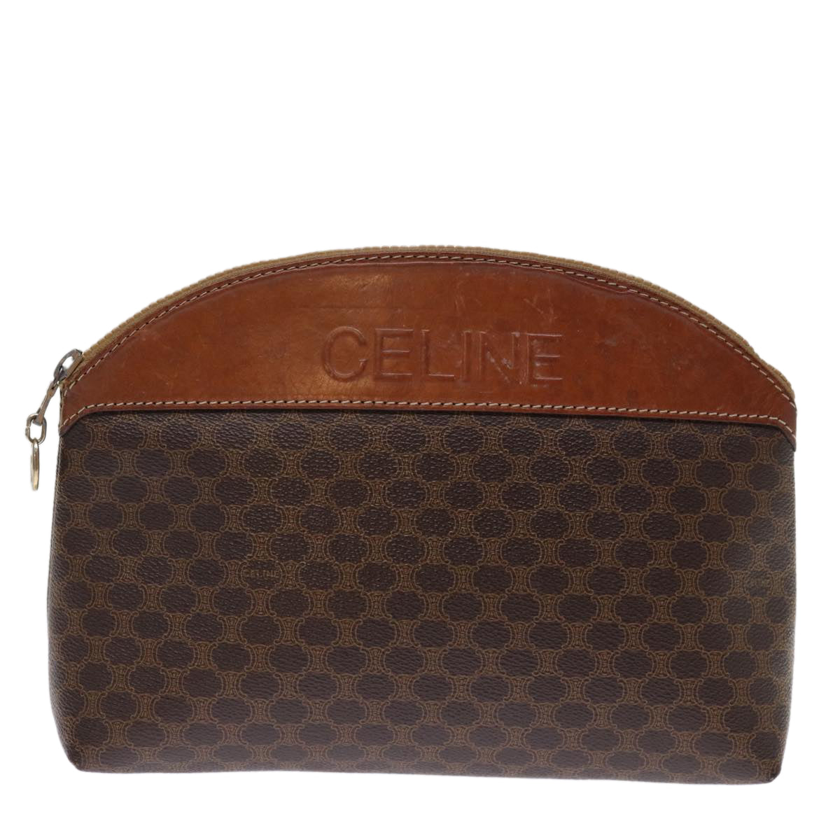 Luxury CELINE Macadam Canvas Pouch PVC Brown  14108
