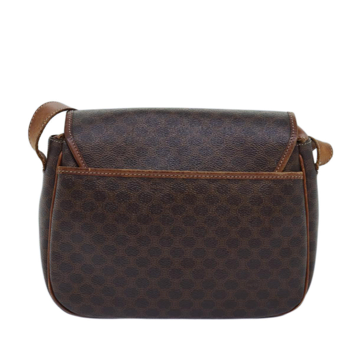 Luxury CELINE Macadam Canvas Shoulder Bag PVC Brown  14110
