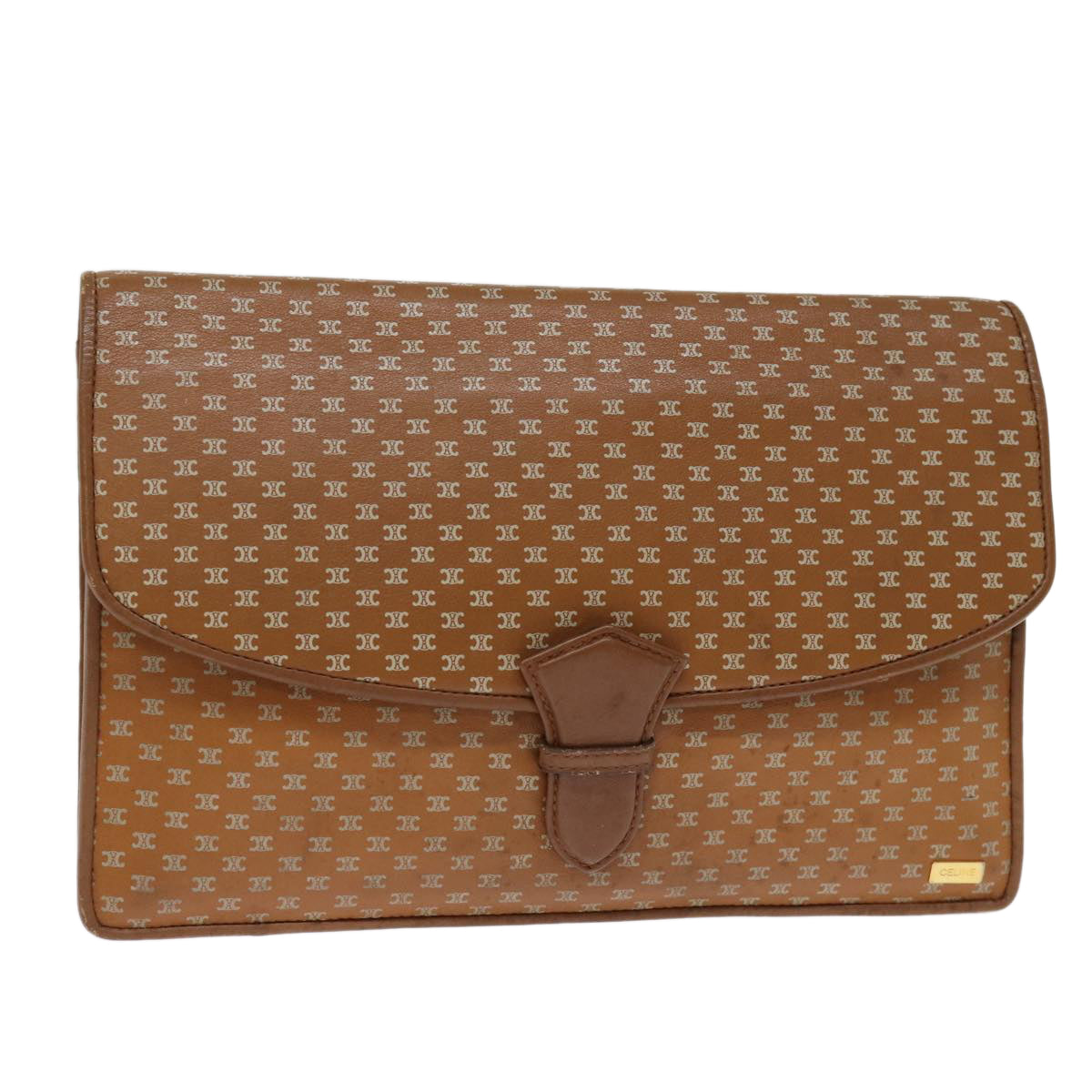 Luxury CELINE Macadam Canvas Clutch Bag Brown  14112