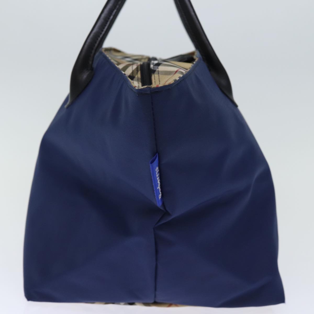 Luxury BurberrySs Nova Check Blue Label Tote Bag Nylon Navy Auth bs14253