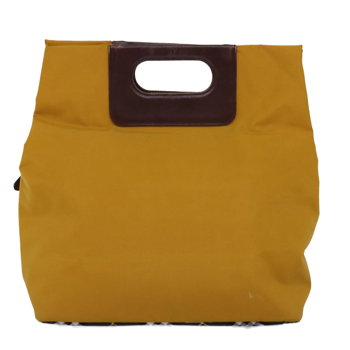 Luxury BurberrySs Nova Check Blue Label Hand Bag Nylon Yellow Auth bs14254