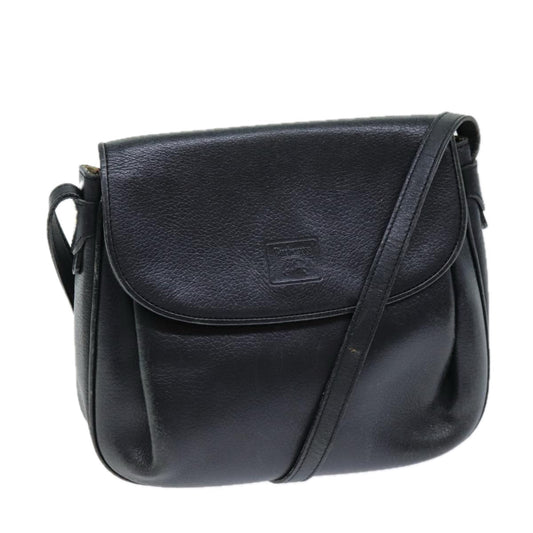 Luxury BurberrySs Shoulder Bag Leather Black Auth bs14276