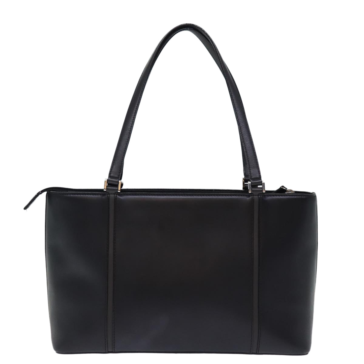 Luxury Burberry Tote Bag Leather Black Auth bs14319