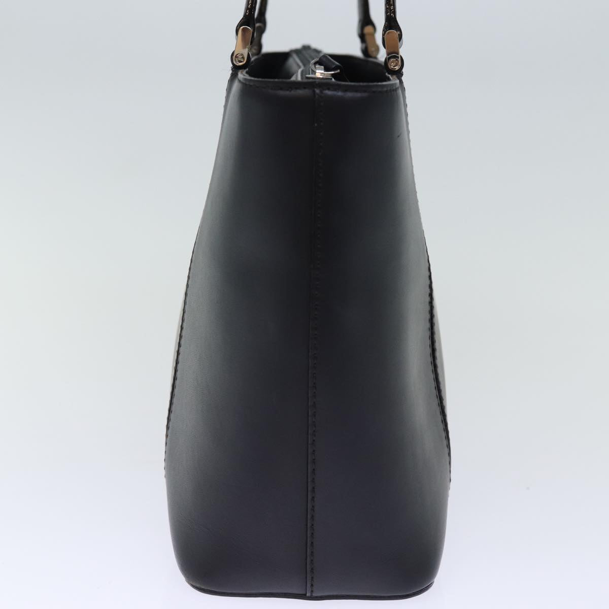 Luxury Burberry Tote Bag Leather Black Auth bs14319