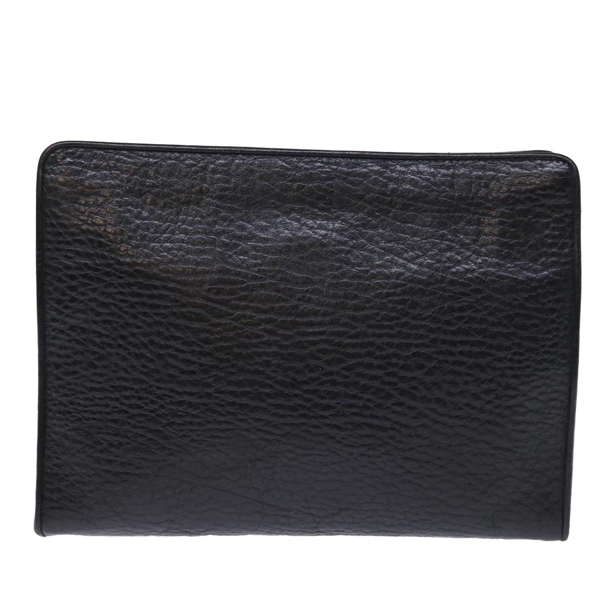 Luxury BurberrySs Clutch Bag Leather Black Auth bs14320