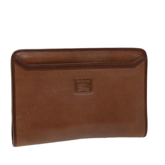 Luxury BurberrySs Clutch Bag Leather Brown Auth bs14350