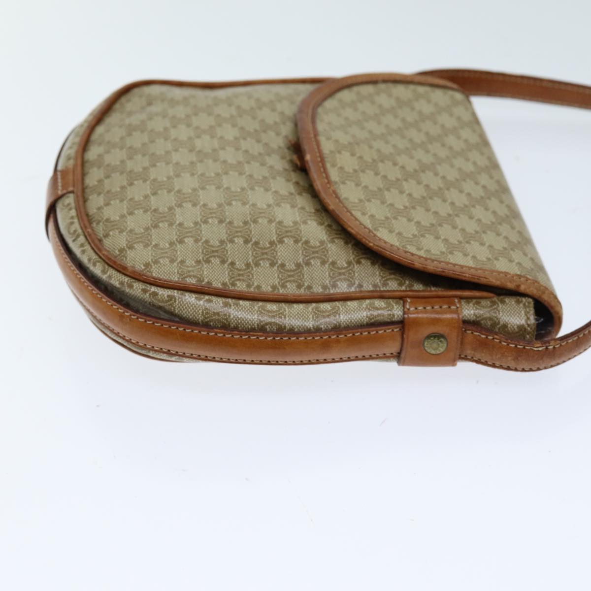 Luxury CELINE Macadam Canvas Shoulder Bag Beige  14377