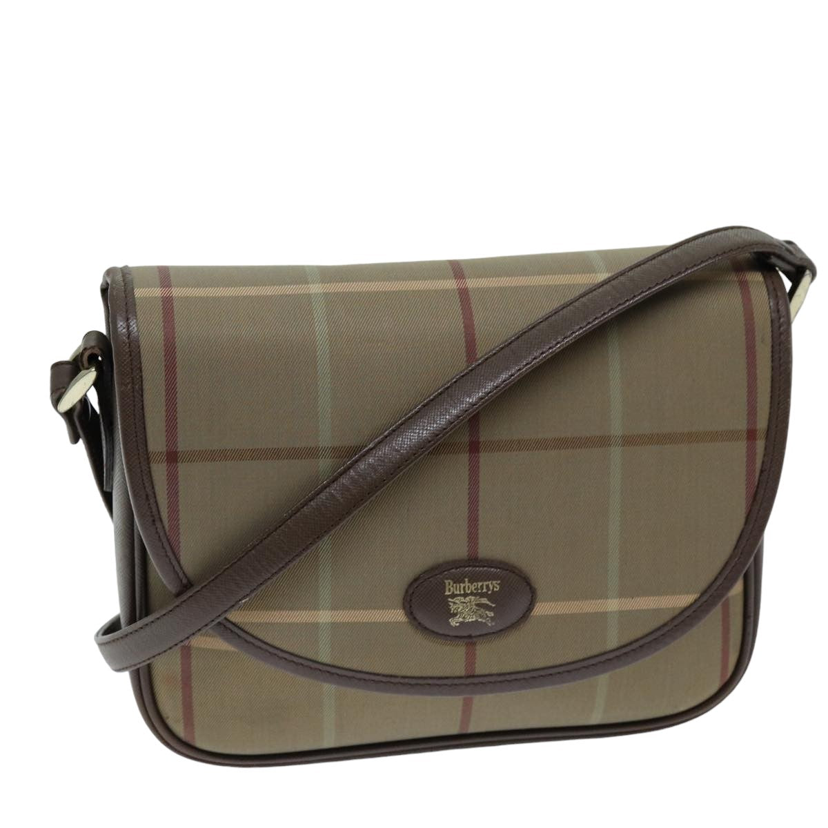 Luxury BurberrySs Nova Check Shoulder Bag Canvas Beige Auth bs14432