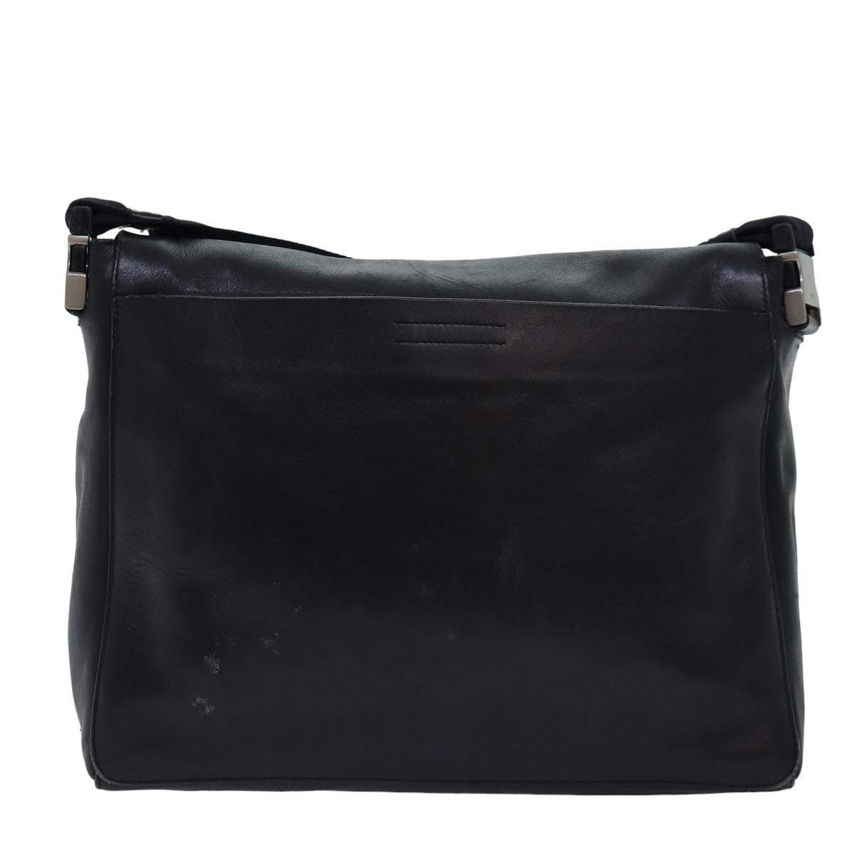 PRADA Shoulder Bag Leather Black Auth bs14610