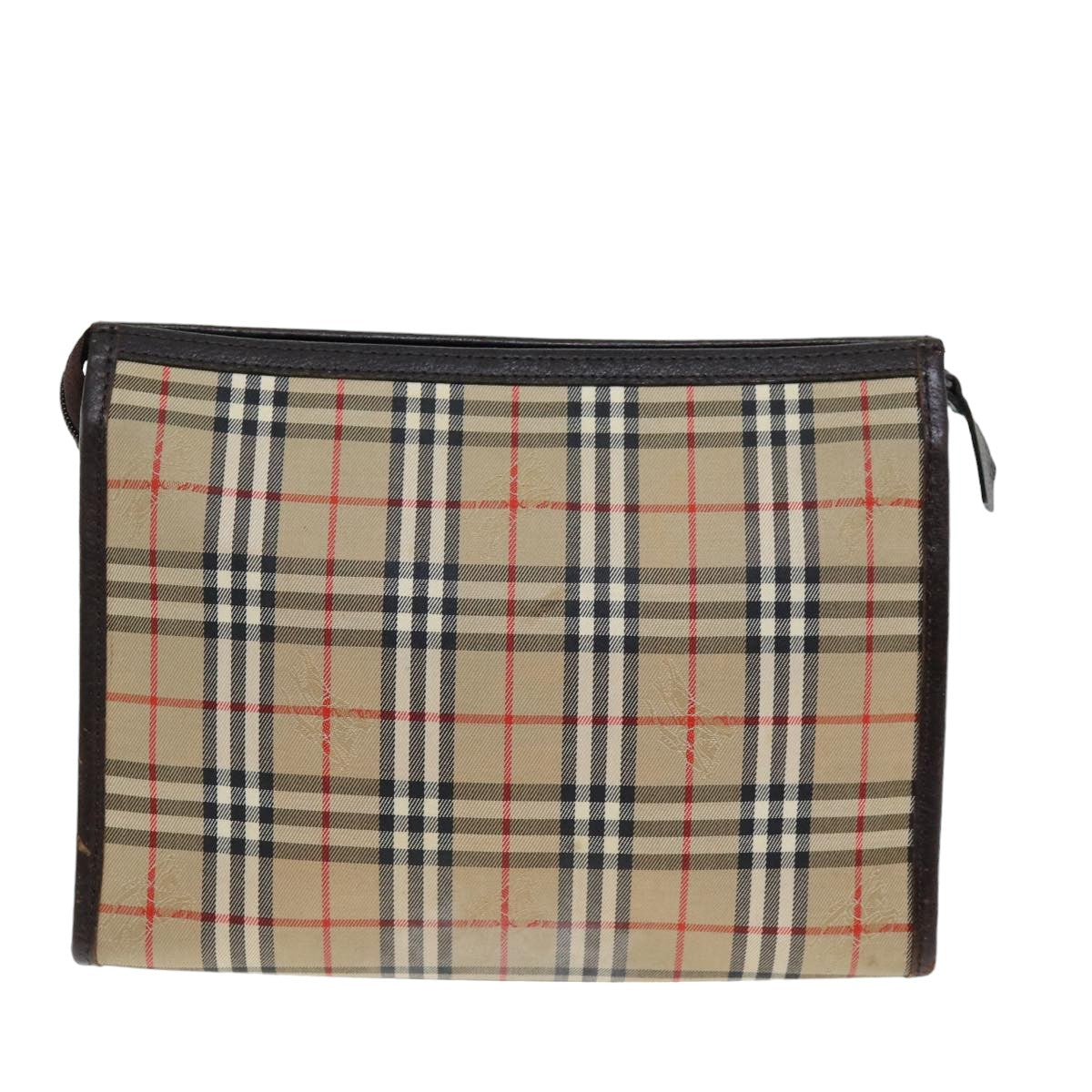Luxury BurberrySs Nova Check Clutch Bag Canvas Beige Auth bs14645
