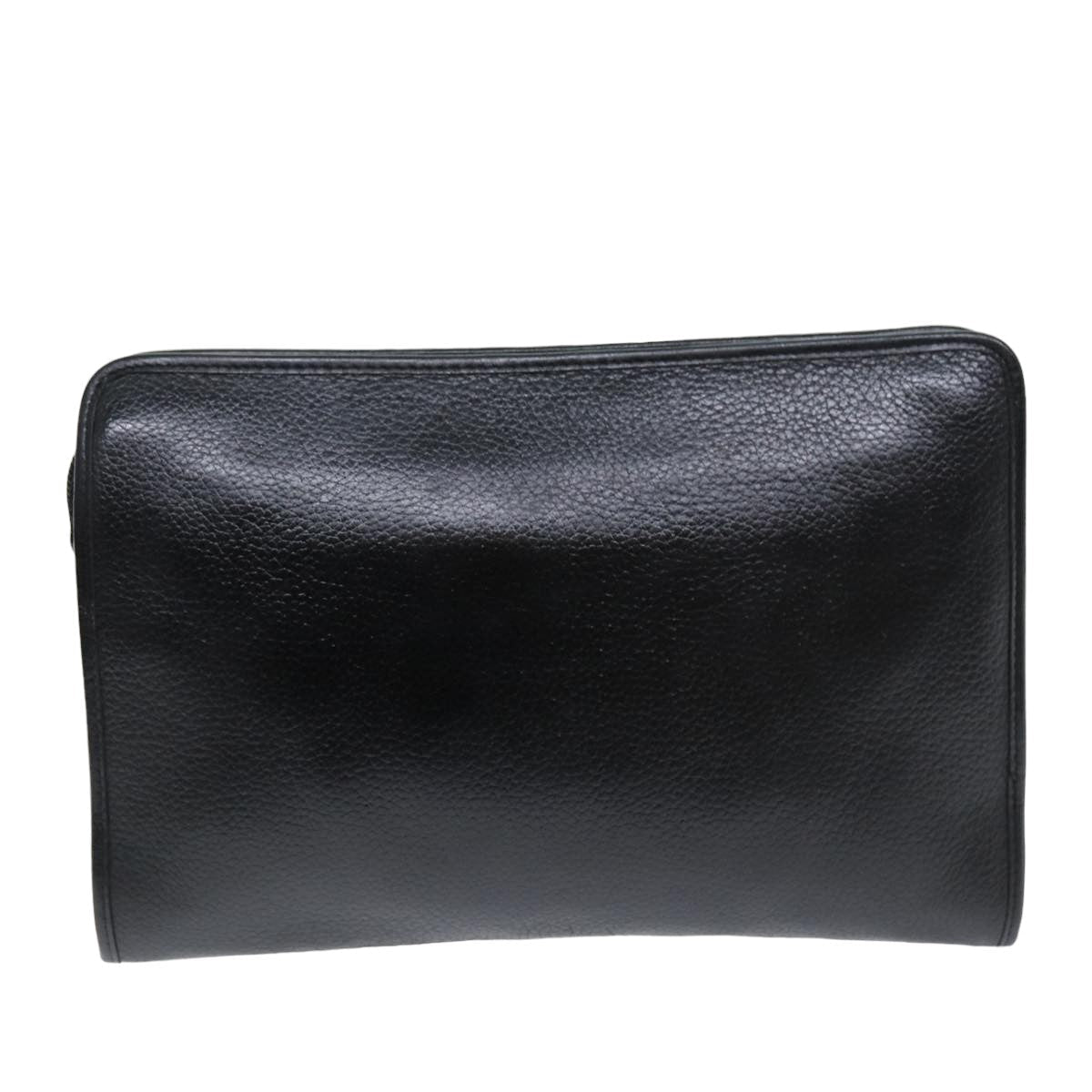 Luxury BurberrySs Clutch Bag Leather Black Auth bs14646
