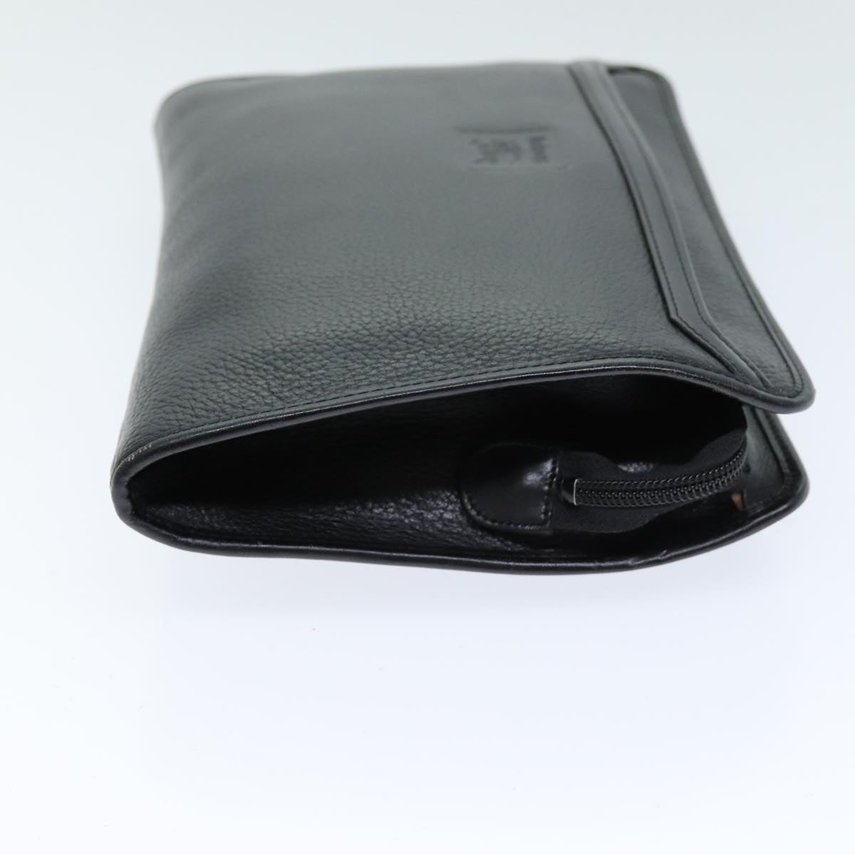 Luxury BurberrySs Clutch Bag Leather Black Auth bs14646