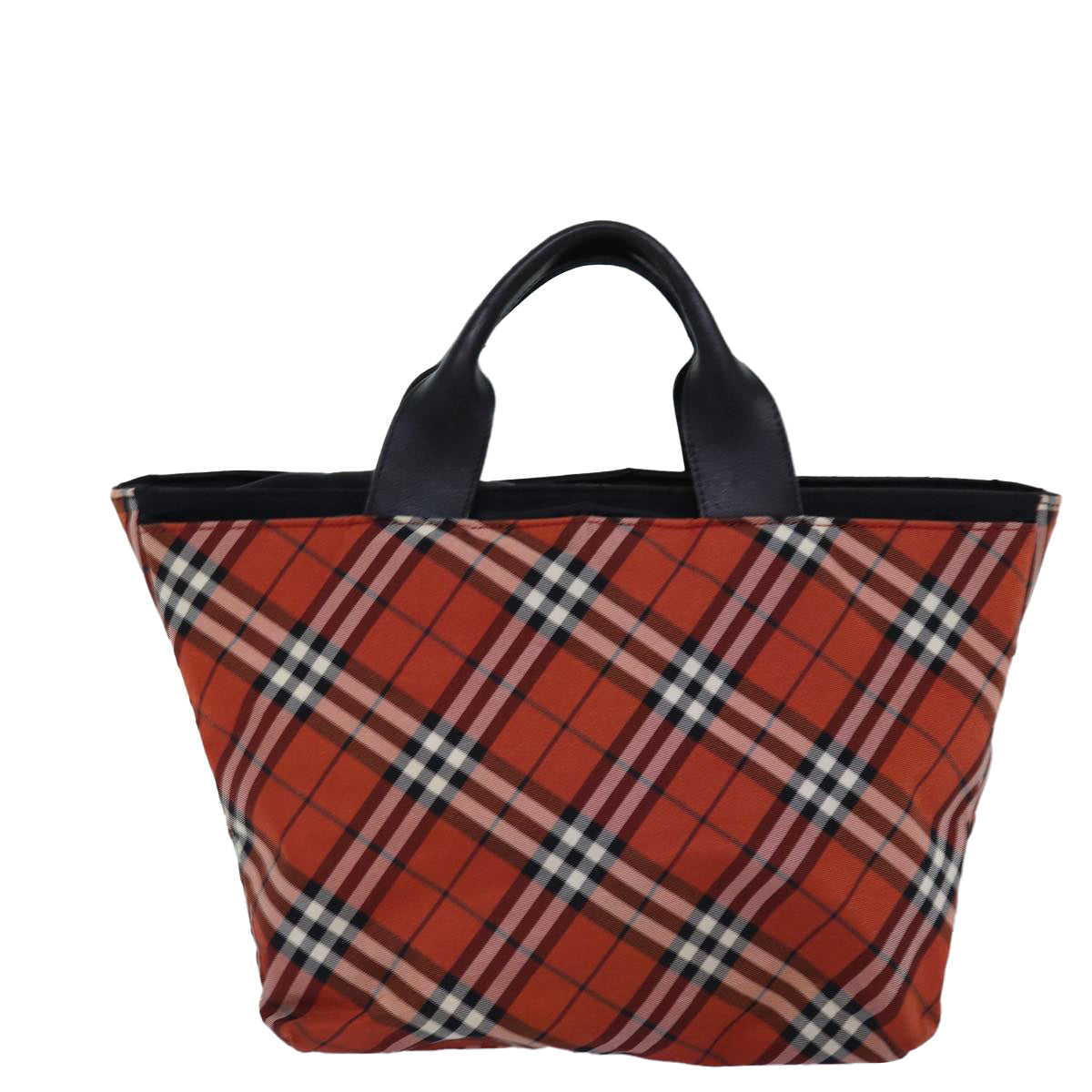 Luxury Burberry Nova Check Hand Bag Nylon Red Auth bs14690