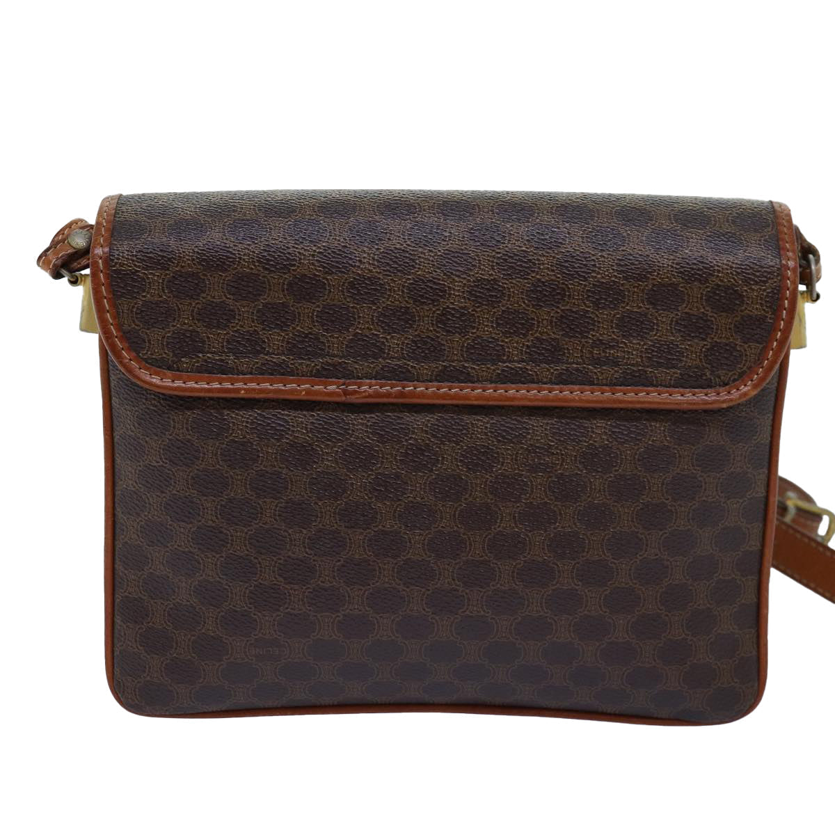 Luxury CELINE Macadam Canvas Shoulder Bag PVC Brown  14757