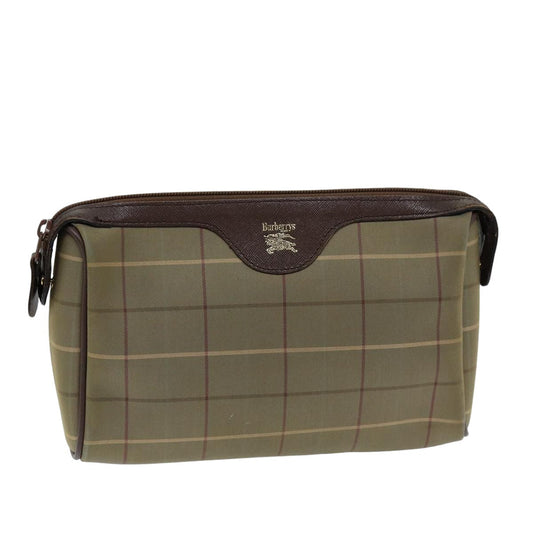 Luxury BurberrySs Nova Check Clutch Bag Canvas Beige Auth bs14803