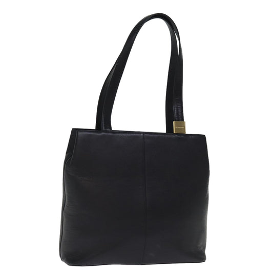 Luxury Burberry Shoulder Bag Leather Black Auth bs14825
