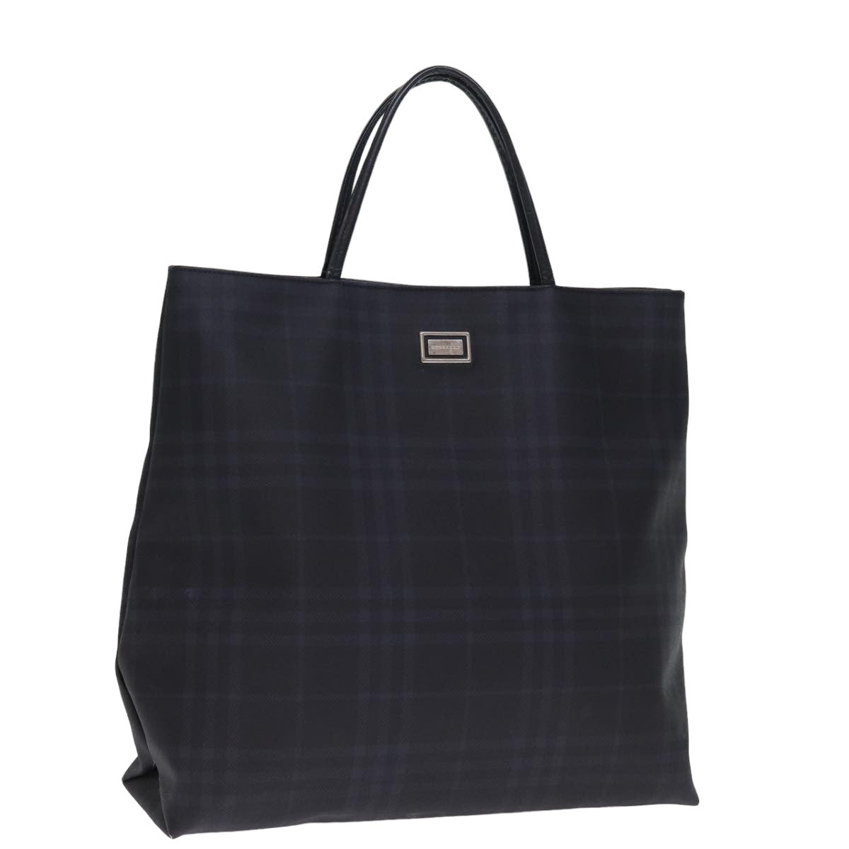 Luxury Burberry Nova Check Hand Bag Coated Canvas Black Auth bs14826
