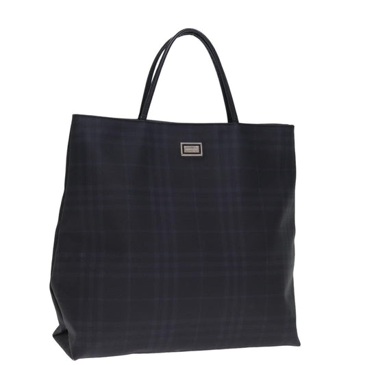Luxury Burberry Nova Check Hand Bag Coated Canvas Black Auth bs14826