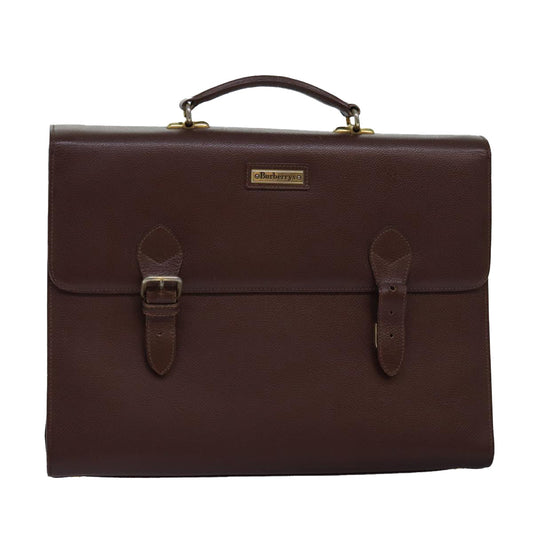 Luxury BurberrySs Hand Bag Leather Brown Auth bs14914