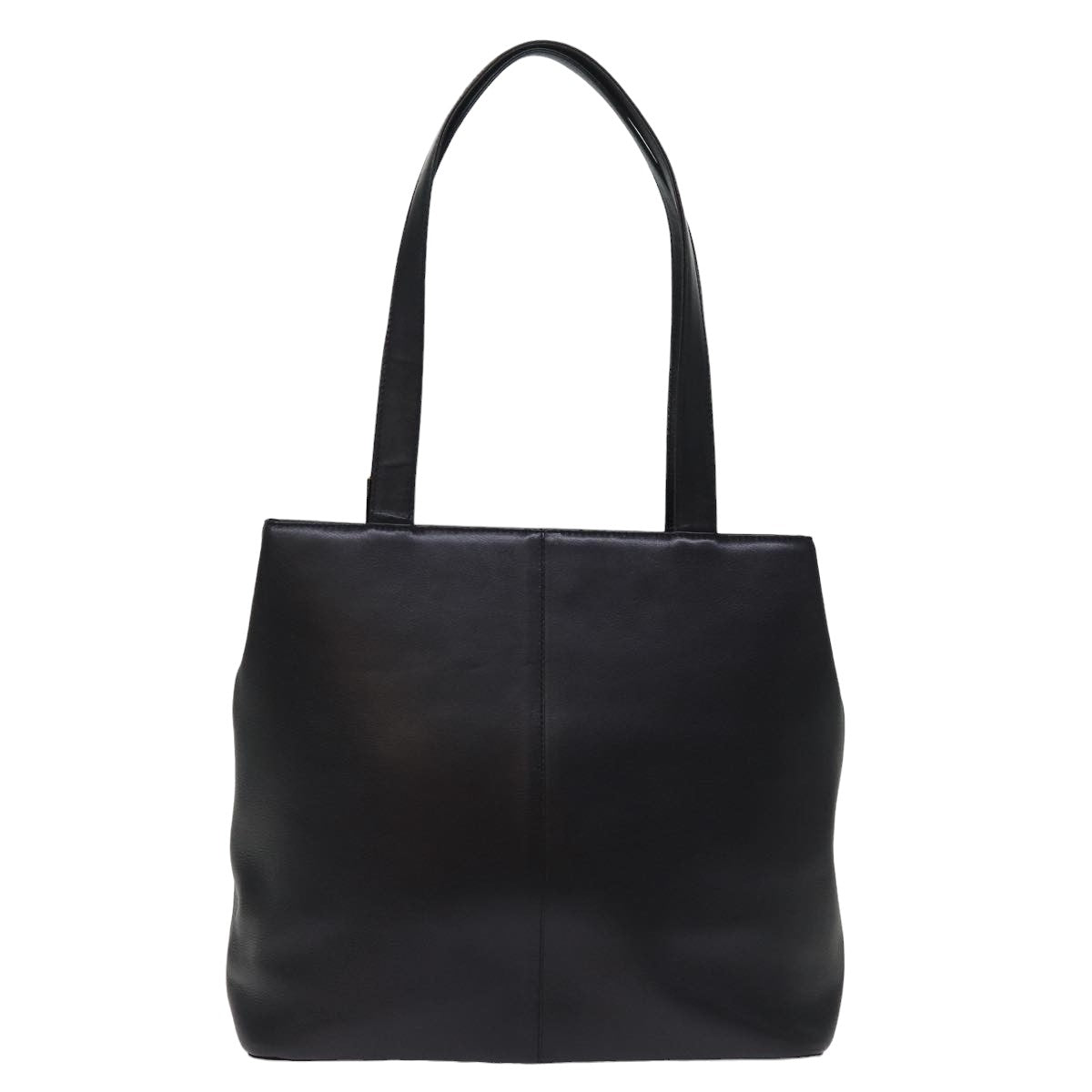Luxury Burberry Tote Bag Leather Black Auth bs14933