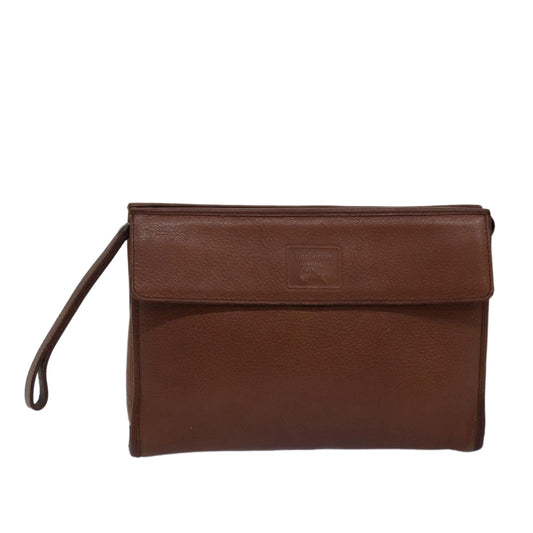 Luxury BurberrySs Clutch Bag Leather Brown Auth bs14953