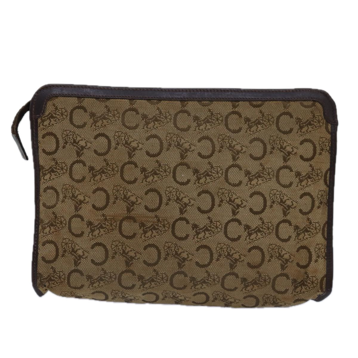 Luxury CELINE C Macadam Canvas Clutch Bag Beige  14954
