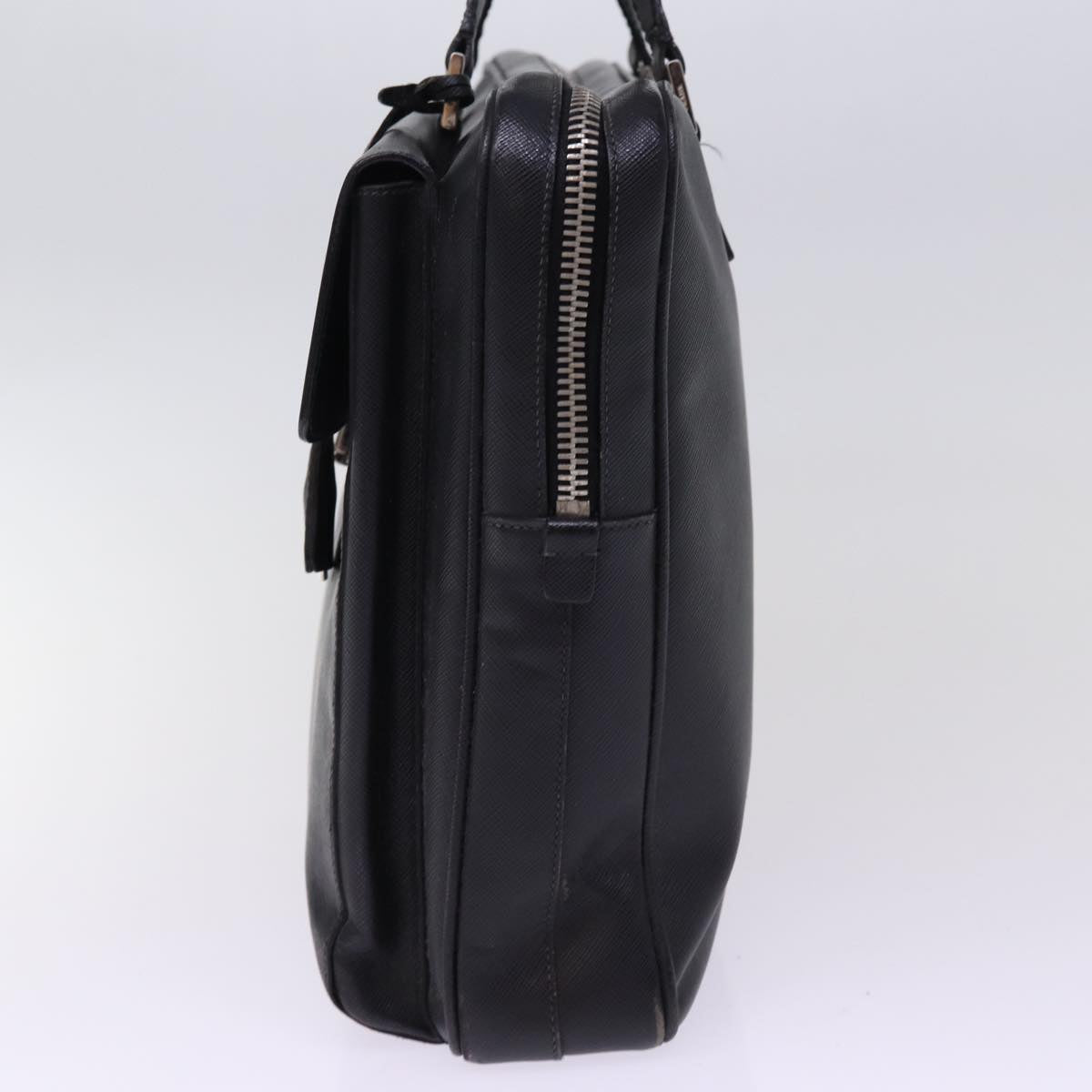 PRADA Hand Bag Safiano leather Black Auth bs14974