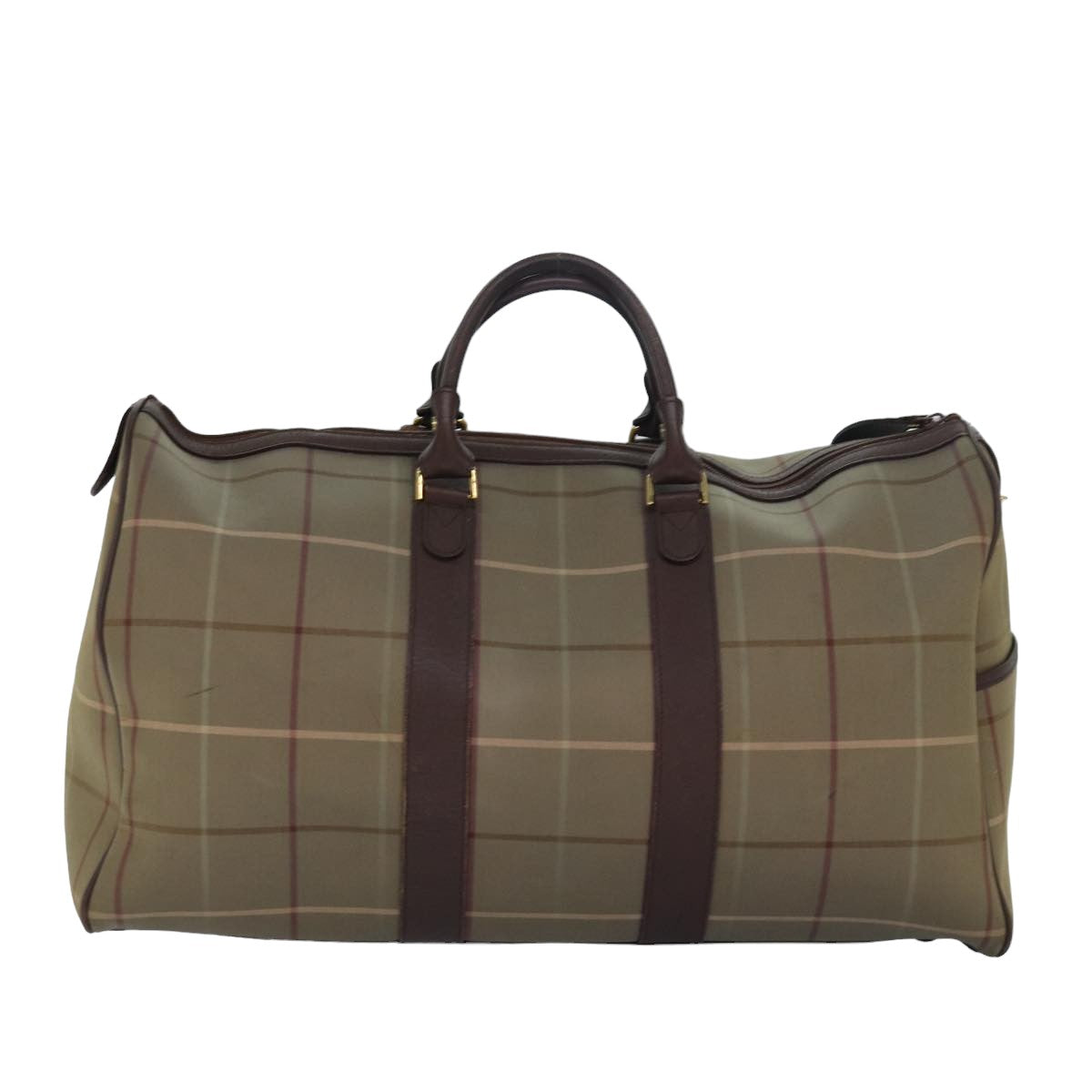 Luxury BurberrySs Nova Check Boston Bag Canvas Beige Auth bs15037