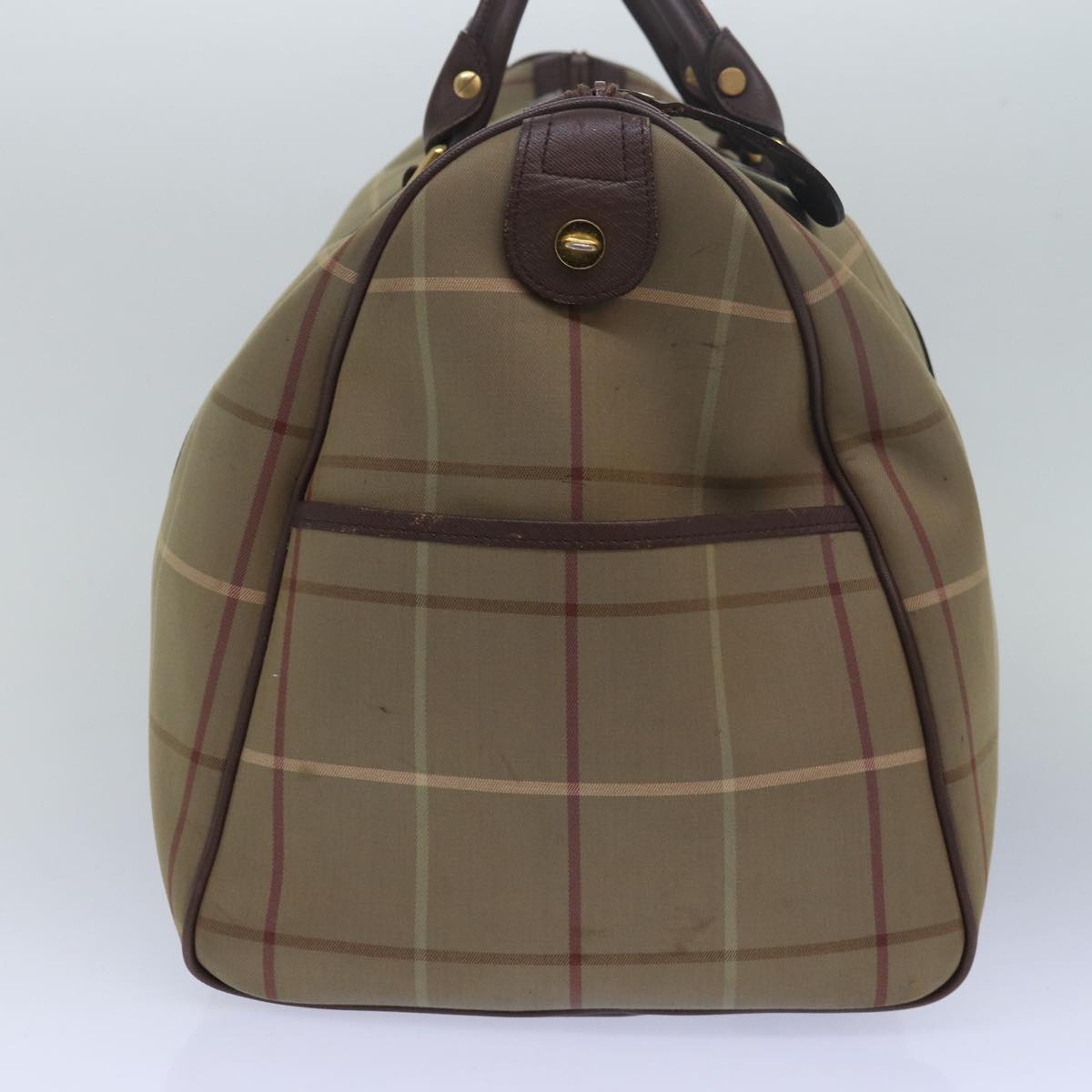 Luxury BurberrySs Nova Check Boston Bag Canvas Beige Auth bs15037