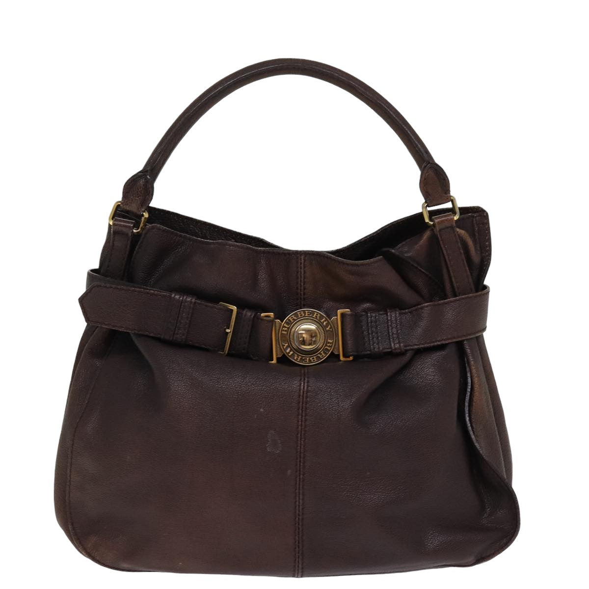 Luxury Burberry Shoulder Bag Leather Brown Auth bs15061