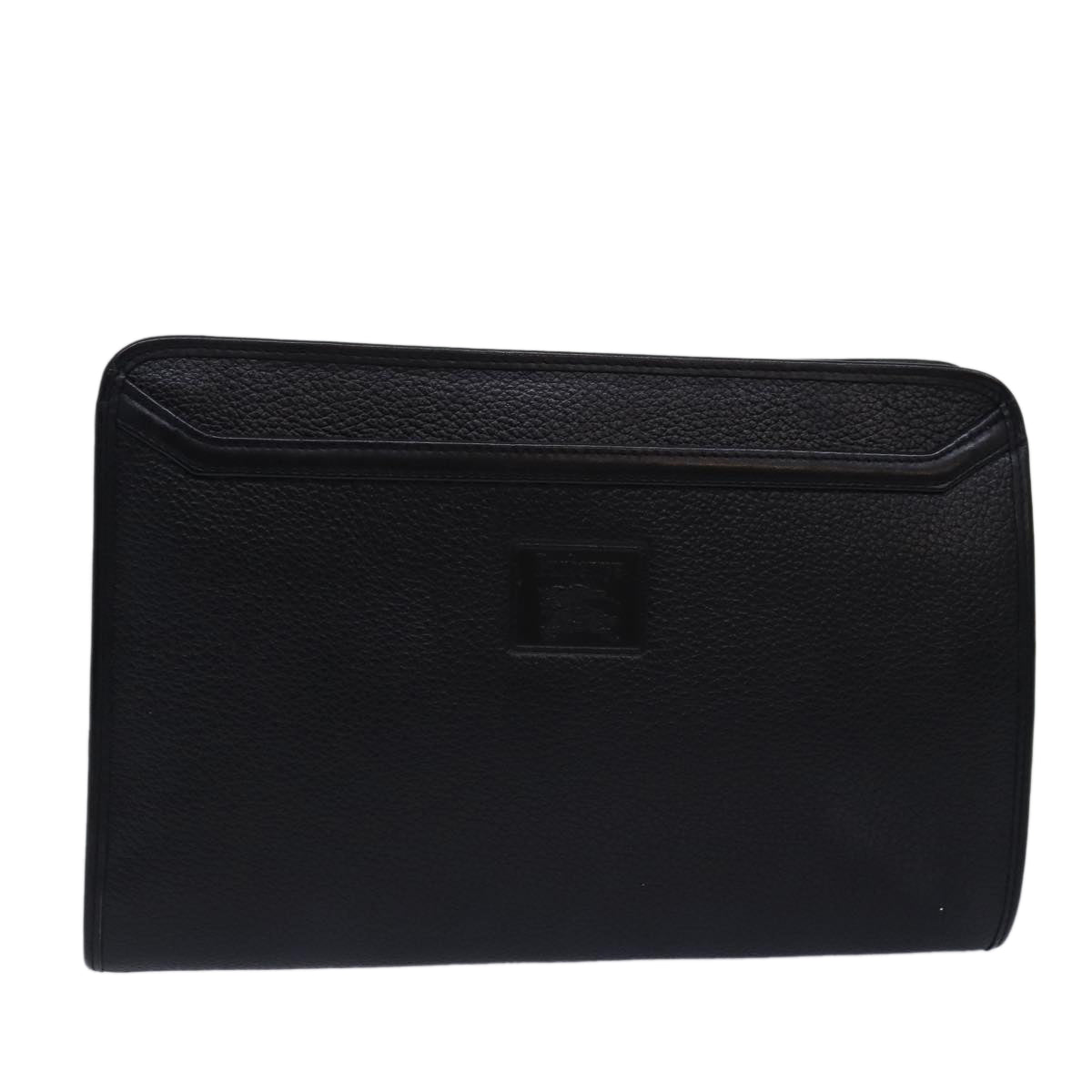 Luxury BurberrySs Clutch Bag Leather Black Auth bs15137