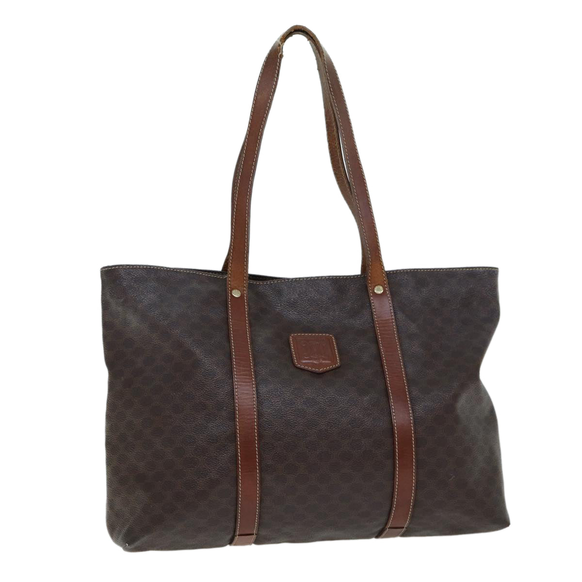 Luxury CELINE Macadam Canvas Tote Bag PVC Leather Brown  15311