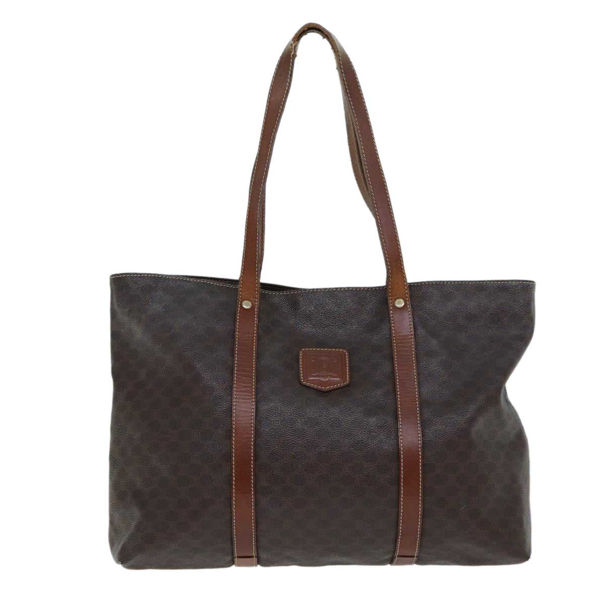 Luxury CELINE Macadam Canvas Tote Bag PVC Leather Brown  15311