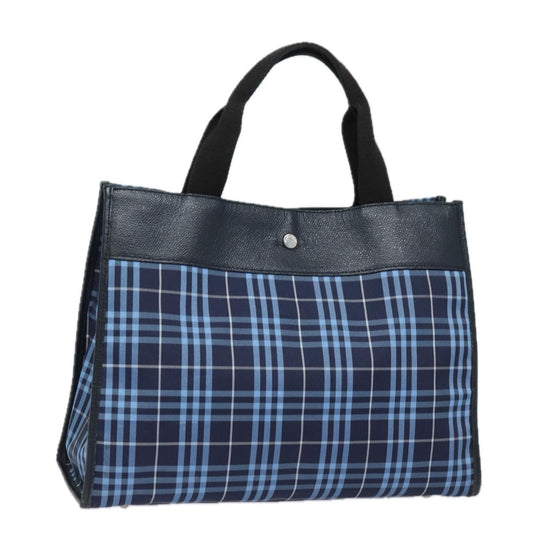 Luxury Burberry Nova Check Hand Bag Nylon Blue Auth bs15357