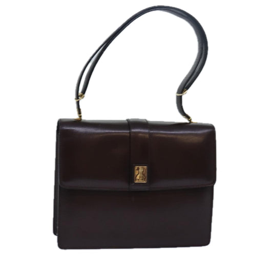 Luxury BurberrySs Nova Check Hand Bag Leather Brown Auth bs15451
