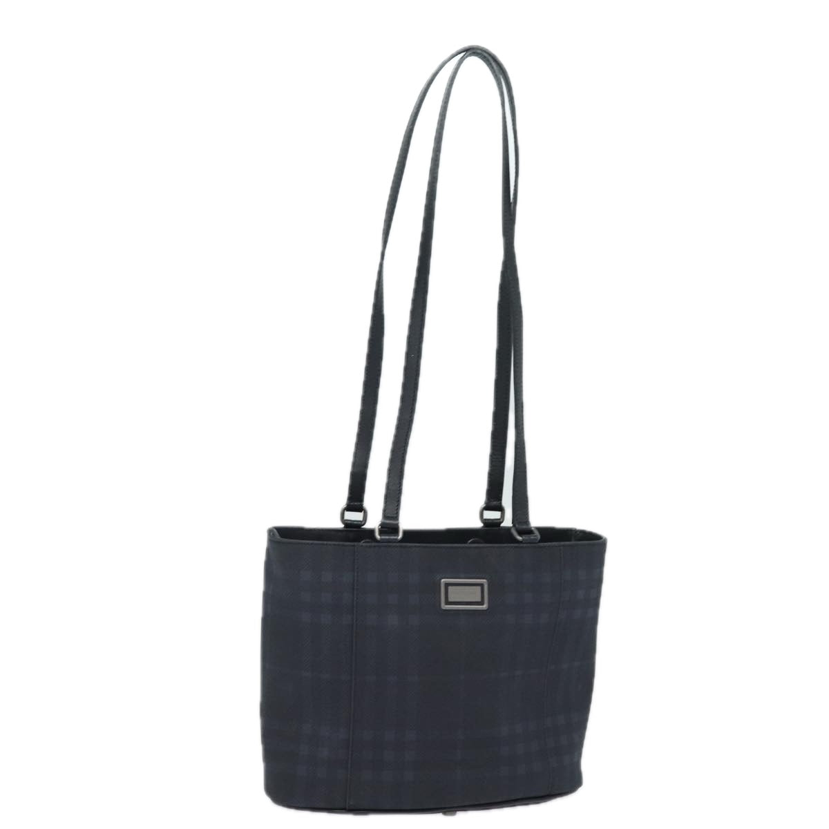 Luxury Burberry Nova Check Shoulder Bag PVC Black Auth bs15452