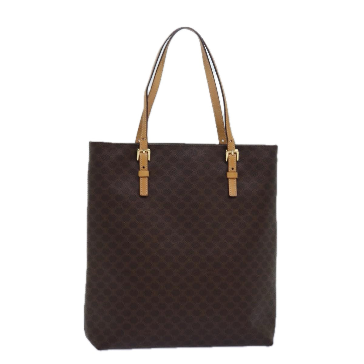 Luxury CELINE Macadam Canvas Hand Bag PVC Leather Brown  15492