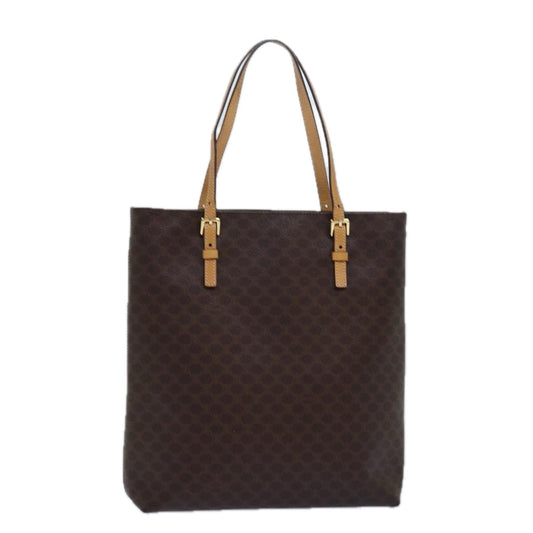 Luxury CELINE Macadam Canvas Hand Bag PVC Leather Brown  15492