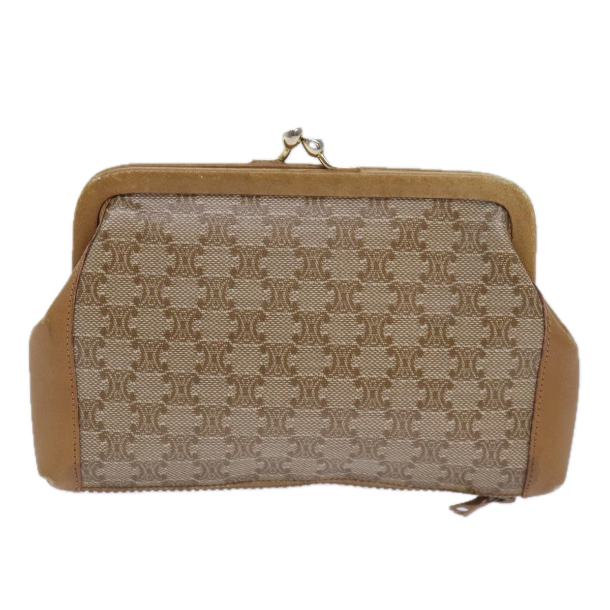 Luxury CELINE Macadam Canvas Pouch Beige  15651