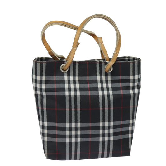 Luxury Burberry Nova Check Hand Bag Nylon Black Auth bs15673