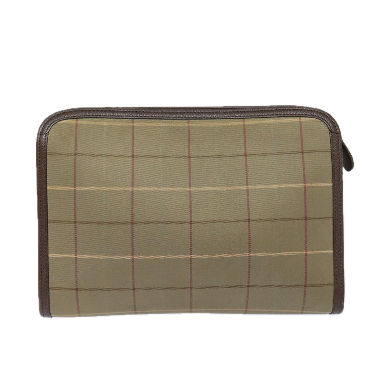 Luxury BurberrySs Nova Check Clutch Bag Canvas Beige Auth bs15676