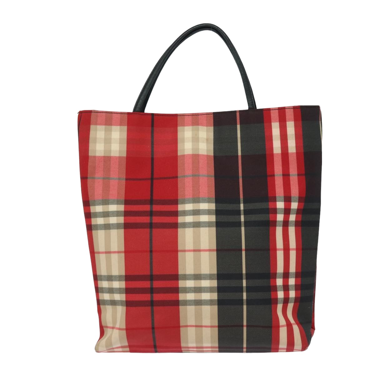 Luxury Burberry Nova Check Hand Bag Canvas Red Auth bs15741